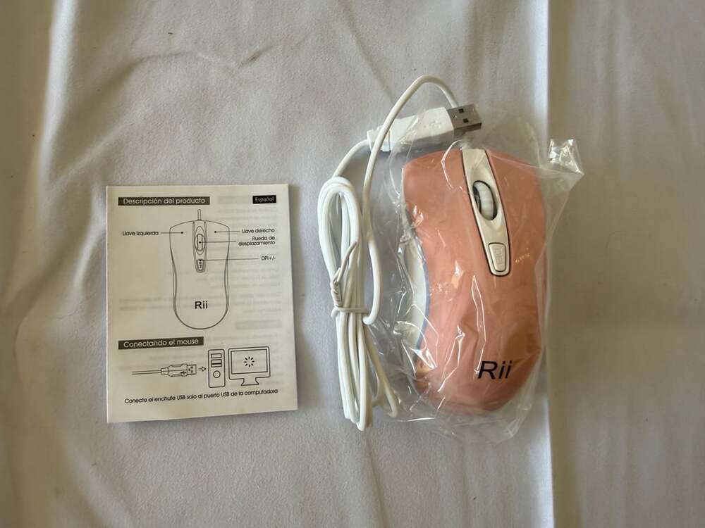 Rii Pink USB Wired Optical Computer Mouse with RGB Backlight and Manual